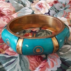 Vintage Bracelet Turquoise Color Brass 👇Read